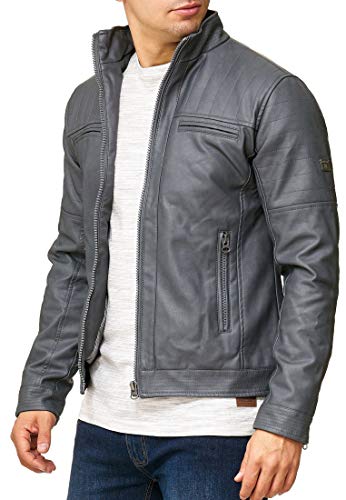 Indicode Caballeros Brook Chaqueta De Imitación Cuero Cuello Alzado | Piel Sintética Cómodo para Motero Entretiempo Men Faux Jacket Cool Hombres En Raven S