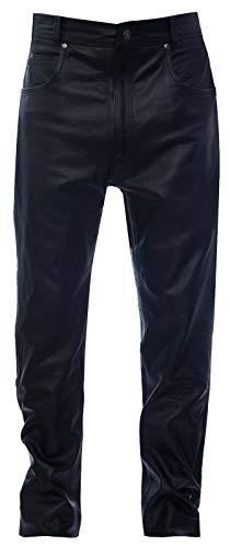 Infinity Leather Pantalón de Motociclista Clásico de Cuero Para Hombre Pantalones Vaqueros 32
