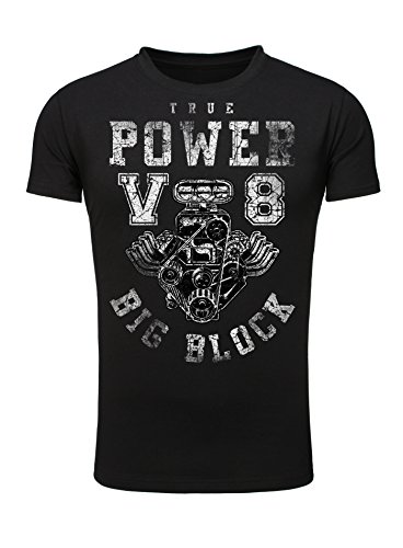 Legendary Items Camiseta Hombre Verdadero Poder V8 Big Block Camiseta Estampada Bloque Motor Vintage Flojo - Negro, XXL