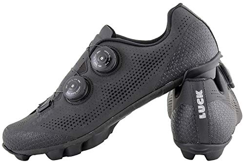 LUCK Excalibur Zapatillas Ciclismo MTB | Color Negro | Suela de Carbono SHD | Doble Cierre Rotativo ATOP | Puntera y Trasera de Refuerzo, Nuevo Diseño (Negro, 37)