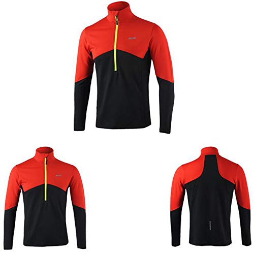 Maillot Bicicleta Traje Ciclismo Vestimenta Giant MontañA Top Hombre Mujer En Deportes Y Aire Libre Manga Larga Camiseta MTB con Bolsillos Fino Evacuación de Secado rápido,Red,M