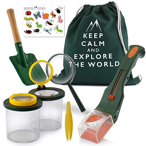 Monte Stivo® Kit Explorador niños | con Lupa de Vaso para Insectos | Regalo de Juguete Ideal para niños y niñas (Verde) (Verde)