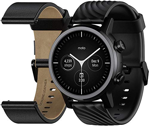 Motorola Moto 360 Smartwatch – 3ª generación – Caja de acero inoxidable con bandas de 20 mm, batería para todo el día, WearOS de GoogleTM – Color negro