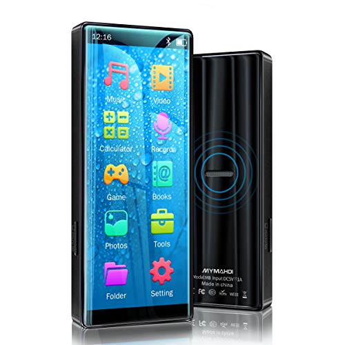 MYMAHDI MP3 Player, Alta resolución y Pantalla táctil Completa, Reproductor de Sonido HiFi sin pérdidas con Bluetooth 5.0, Radio FM, grabadora de Voz,admite hasta 128GB, Negro