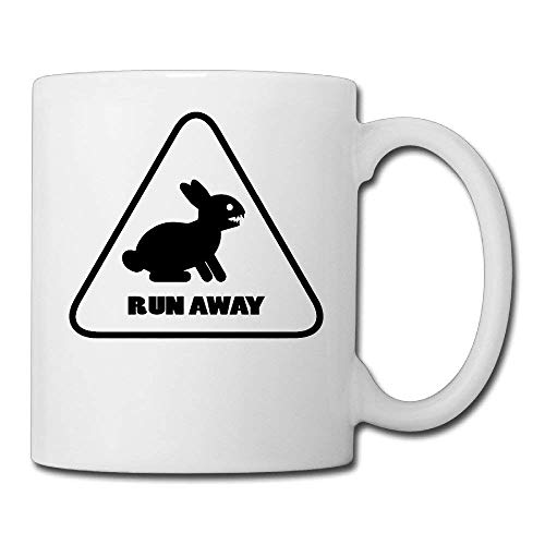 N\A Run Away Monty Python Rabbit imprimiendo Tazas de café Divertidas de cerámica