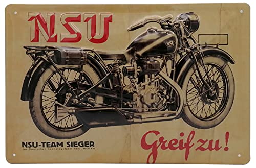 NSU - Cartel publicitario retro de alta calidad con diseño de moto antigua, 30 x 20 cm