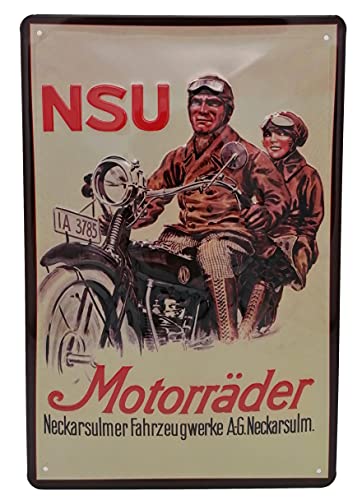 NSU - Cartel publicitario retro de alta calidad con diseño de moto antigua, 30 x 20 cm