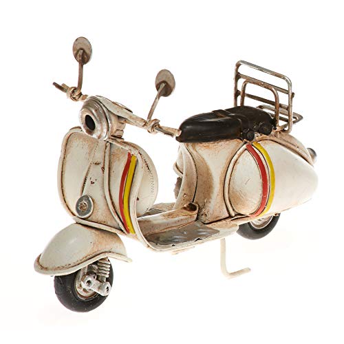 Pamer-Toys Modelo de moto de chapa – estilo vintage retro retro – color blanco