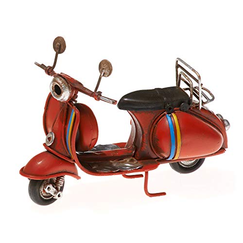Pamer-Toys Modelo de moto de chapa – estilo vintage retro retro – color rojo