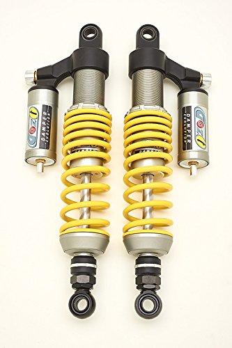 Par de amortiguadores de muelle amarillo color titanio ajustables GAZI rear shock absorbers 390 mm compatibles con motos Guzzi V7 Classic II y III serie