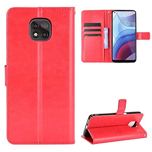 QiongniAN Funda para Motorola Moto G Power 2021,Funda para Motorola Moto G Power 2021 XT-2117 XT2117-4 Funda Cartera de Cuero con Solapa Case Red