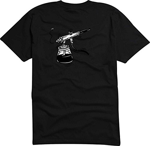 T-Shirt - Camiseta D924 Hombre negro con la impresión en color Color de la opción XL - diseño cómico Tribal / gráfico logo / mosca y aerógrafo pistola