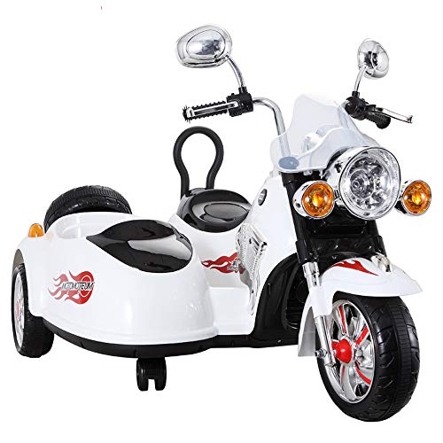 Tagke Batería Dos Asientos Niño Juguete Coche Triciclo para niños Motocicleta eléctrica Hombres y Mujeres Bebé Puede Sentarse Can Ride Carro de bebé de Dos Asientos (Color : White)