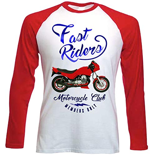 Teesandengines Moto Guzzi v50 Monza Fast Riders Camiseta de Mangas roja largas t-Shirt Size Medium