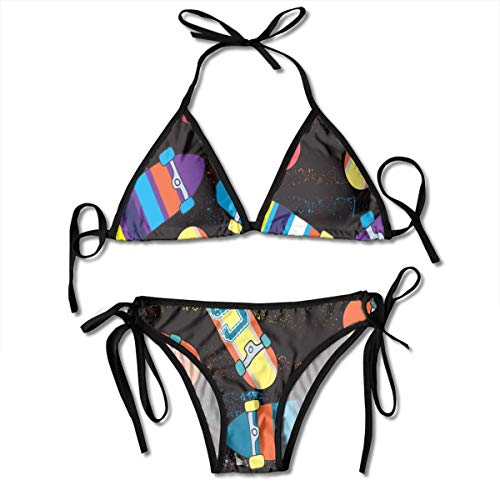 Trajes de baño con diseño de monopatín Bikinis Tanga Conjunto de Traje de baño para Nadar en la Playa