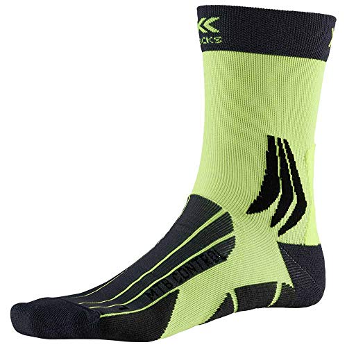 X-Socks Mountain Bike Control Socks, Unisex Adulto, Charcoal/Phyton Yellow, 42-44