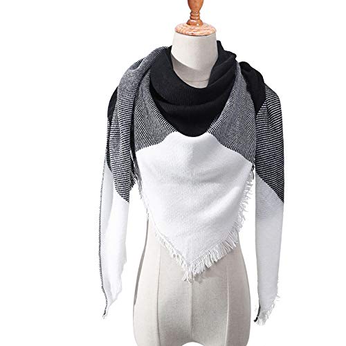 Ztweijin Diseñador Nuevo Bufanda de Invierno para Las Mujeres chales Plaid señoras Bufandas Cuello cálido triángulo Bandana, C15