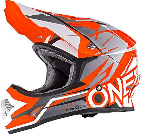 0626-204 - Oneal 3 Series Freerider Fidlock Motocross Helmet L Matt Orange Gray