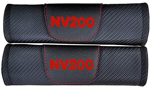 2 Piezas Coche Almohadillas Cinturón para Nissan NV200, Fibra Carbono Almohadillas Cinturón de Seguridad Transpirable Soft Comfort con Logo Auto Interior Accesorios