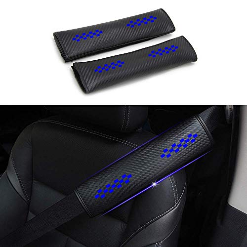 2Pcs Almohadillas para cinturón de seguridad Para Fiesta Focus B-max C-MAX mustang mondeo Desmontable y lavable Comodidad Protectores Cobertores(Azul)