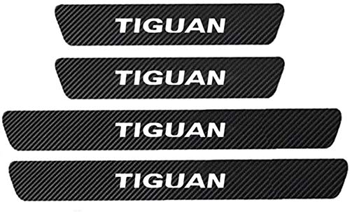 4 Pcs Coche Cuero de Fibra de Carbono Protector Umbral Puerta para VW Tiguan MK2 Allspace 2016-2020, Antideslizante AntiarañAzos Sticker Accesorios De DecoracióN