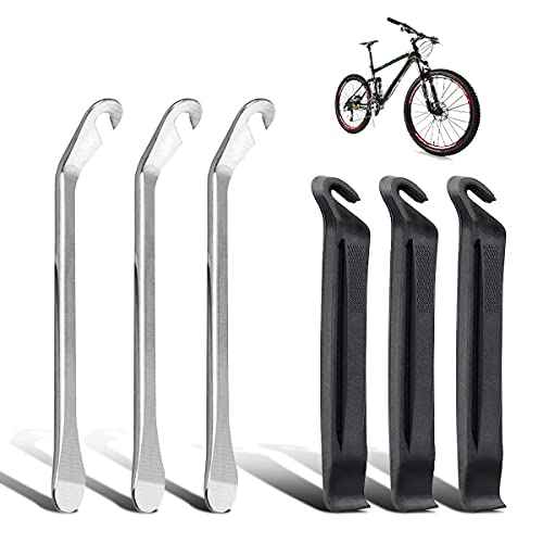 6 palancas para neumáticos de bicicleta, muy resistentes, de metal, palanca de montaje de metal, herramienta de reparación de neumáticos de bicicleta