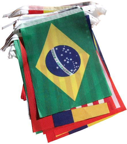 9M Guirnaldas Copa Mundial De La FIFA Brasil 2014 Fútbol Internacional Bandera 14cm x 21cm
