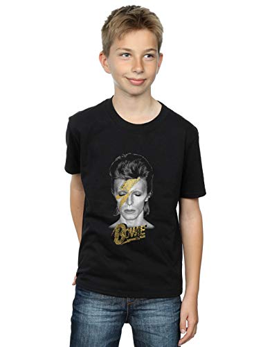 Absolute Cult David Bowie Niños Aladdin Sane Gold Bolt Camiseta Negro 9-11 Years