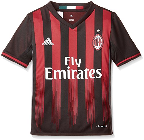 adidas H JSY Y Camiseta 1ª Equipación AC Milán 2015/16, Niños, Negro/Rojo, 9-10 años