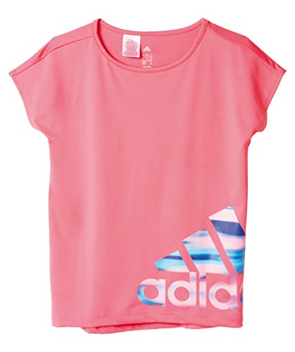 adidas YG W F Logo tee - Camiseta para niña, Color Rosa/Azul, Talla 128