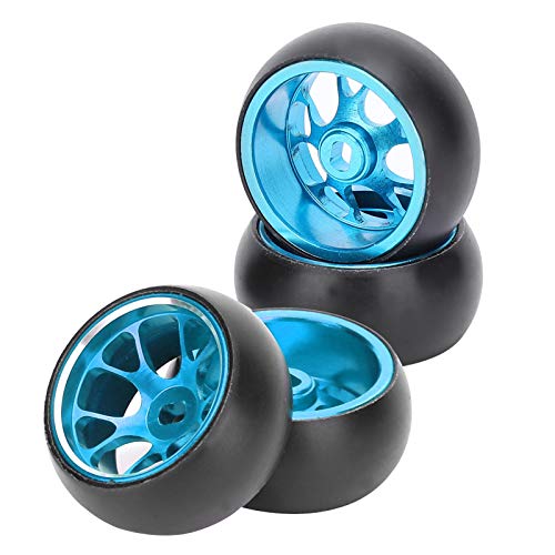 bizofft Neumáticos de Cubo de Metal RC, Alta Resistencia a la compresión Neumáticos RC Ligeros de Alta Resistencia al Desgaste fáciles de Instalar y Quitar para los entusiastas de los Coches(Blue)