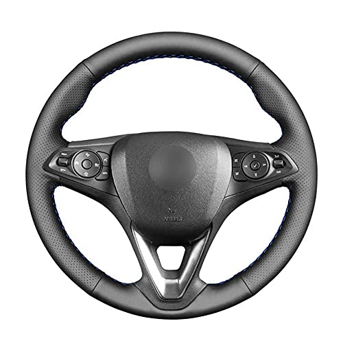 BUQDA Cubierta de Volante de Cuero Cosida a Mano para Coche, para Opel Astra K Corsa E Crossland X Insignia CT B Karl Zafira