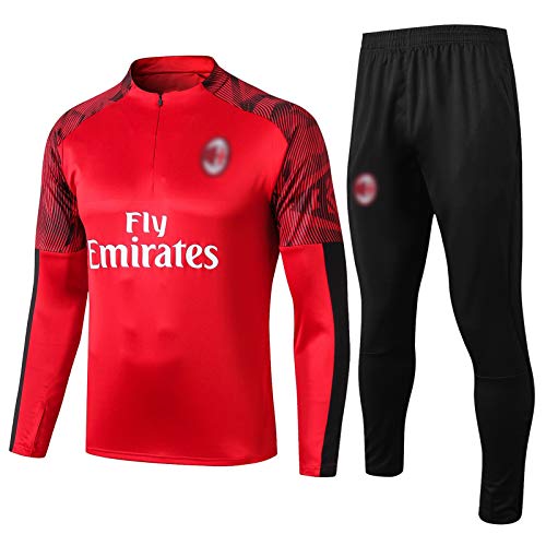 BVNGH AC Milan - Traje de entrenamiento de camiseta de fútbol, 2021 nueva temporada de manga larga para ropa deportiva, camiseta de swingman para jóvenes (S-XXL), color rojo y XL