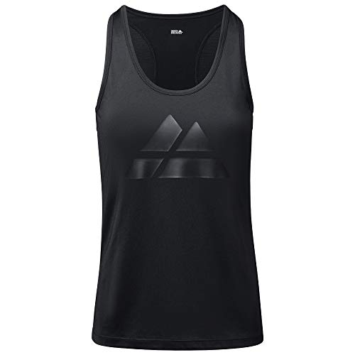 Camiseta Deportiva sin Mangas para Mujer, Pack de 1, Camiseta Suelta Racerback con Espalda Descubierta para el Gimnasio, Hacer Ejercicios, Correr, Yoga (Negro/Logo Negro Oversize, Small)