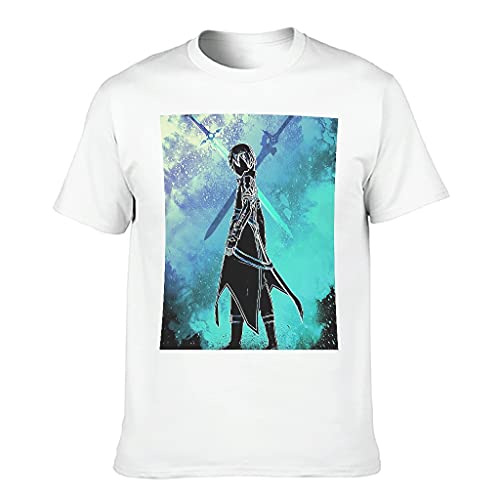 Camisetas de algodón con forma de espada para hombre, diseño de anime blanco M