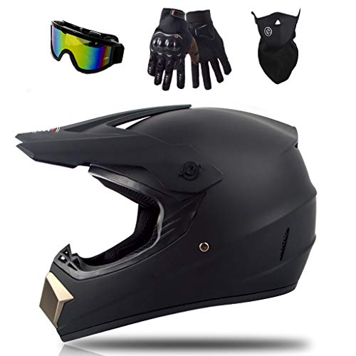 CHAOYUE Motocross Helmet Adult, Off-Road Motorcycle Helmet Kit Integral Unisex Enduro Quad MTB Downhill ATV Helmet con Gafas Guantes Máscara