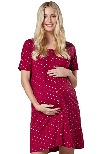 Chelsea Clark Mujer Camiseta de Maternidad para la alimentación y el Parto (borgoña Estrellas, XL)