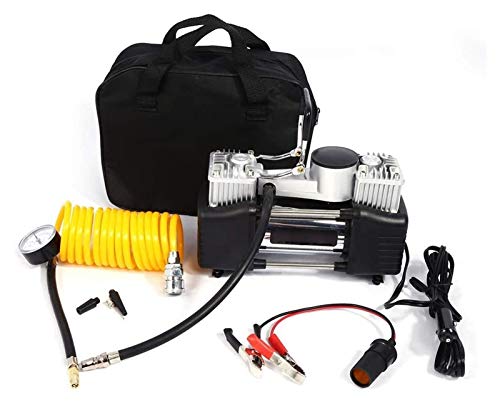 Compresor de aire del inflador de neumáticos de coche portátil para todos los neumáticos, bomba de compresor de aire de vehículo eléctrico universal 12V con 3 adaptadores para automóvil, bicicleta, pi Compresor de aire del inflador de neumáticos de coche portátil para todos los neumáticos, bomba de compresor de aire de vehículo eléctrico universal 12V con 3 adaptadores para automóvil, bicicleta, pi