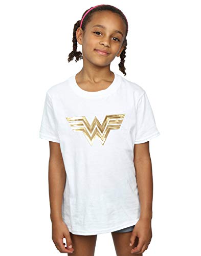 DC Comics Niñas Wonder Woman 84 Gold Emblem Camiseta Blanco 9-11 Years
