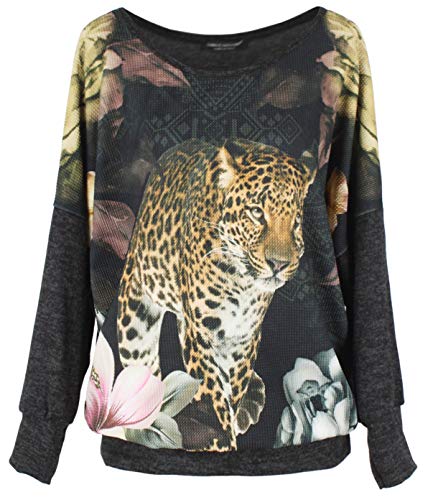 Emma & Giovanni -Top/Camiseta - Mujer (Leopardo, XL-XXL)
