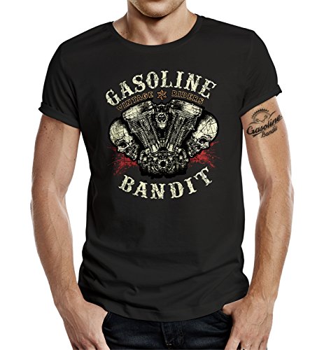 Gasoline Bandit® Hot Rod Biker Camiseta: Vintage Rider-L