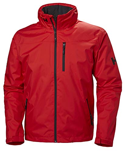 Helly Hansen Crew Hooded Midlayer - Chaqueta Impermeable, Cortavientos y Transpirable, con Forro Polar y Capucha Integrados, Hombre, Rojo (222 Alert Red), L