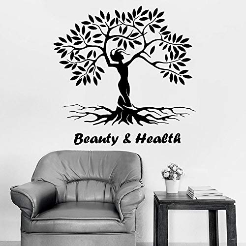 HGFDHG Belleza y Salud Pegatinas de Pared Naturaleza Creativa Chica Árbol Eco Vinilo Pegatinas de Ventana Salón de Yoga Sala de meditación Decoración Interior