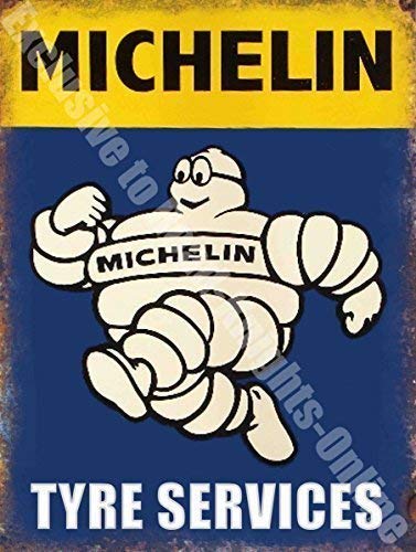 Hombre Michelin Neumático Servicios Coche Vintage Garaje Metal / CARTEL para pared de acero - 9 x 6.5 cm (Magnet)