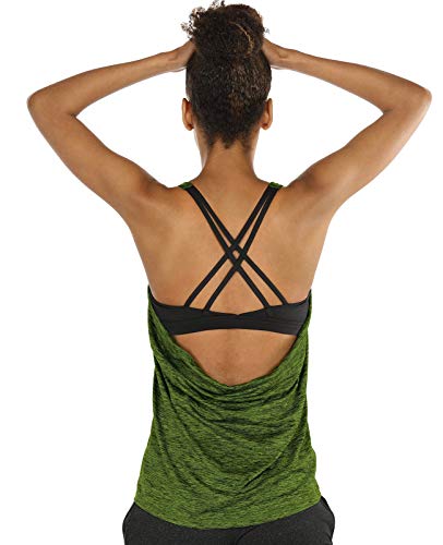 icyzone Camiseta de Fitness Deportiva de Tirantes para Mujer Cruzado-Cruzado 2 en 1 Chaleco Deportivo (S, Green Heather) icyzone Camiseta de Fitness Deportiva de Tirantes para Mujer Cruzado-Cruzado 2 en 1 Chaleco Deportivo (S, Green Heather)