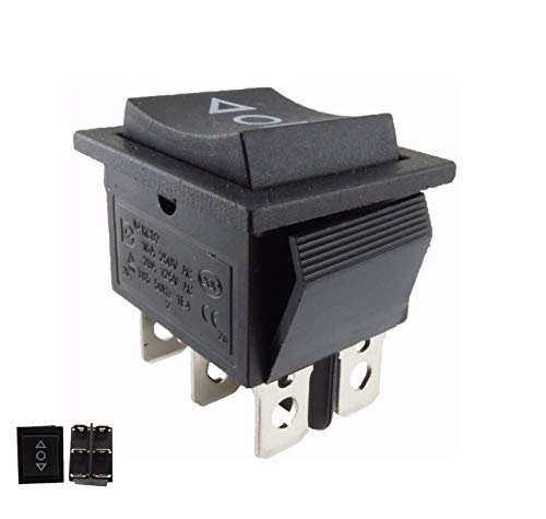 Interruptor basculante; pulsador ON/OFF/ON, abertura empotrada de aprox. 28,5 x 21,5 mm, color negro, también utilizable como reemplazo del cortacésped