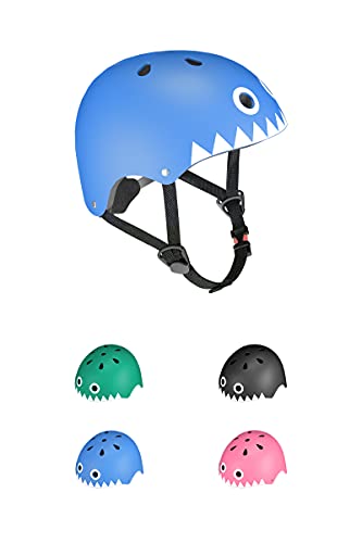 KORIMEFA Casco Bicicleta para Niños Casco Infantil Ajustable para Monopatín Patinaje BMX Esquiar, Casco para multibles Deportes niño niña de Edad de 3-13 años (Tiburón Azul, S)