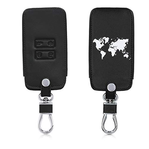 kwmobile Funda Compatible con Renault Llave de Coche Smart Key de 4 Botones (Solo Keyless Go) - Cubierta de Cuero sintético - Case para Mando y Control de Auto Mapa del Mundo