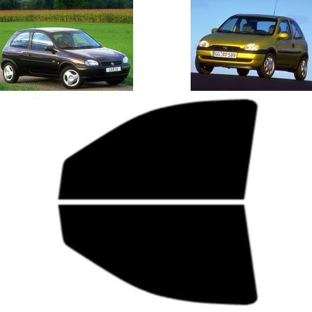 Láminas Solares para Tintar Las Lunas del Coche-Opel Corsa B 3-Puertas Compacto 1993-2000 Ventanas Laterales Delanteras (05% Super Negro)