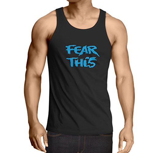 lepni.me Camisetas de Tirantes para Hombre Miedo a Esta motivación, Camisa Deportiva de Entrenamiento físico (Small Negro Azul)